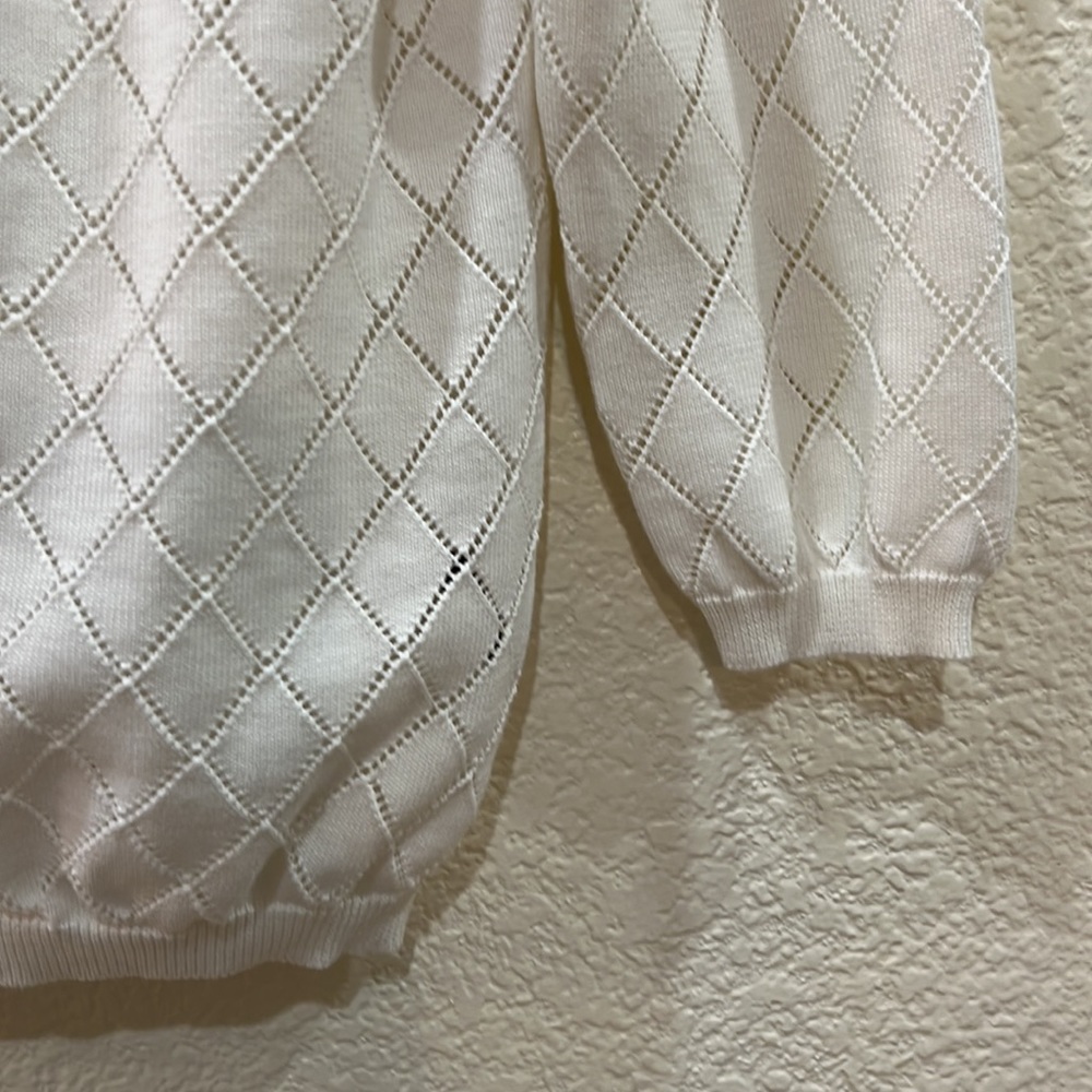 NWOT. Ralph Lauren White Cropped Sweater w/ 3/4-Length Sleeves Runs Very SMALL - Picture 3 of 6